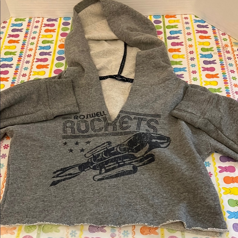 Gray Roswell Rockets Cropped Hoodie